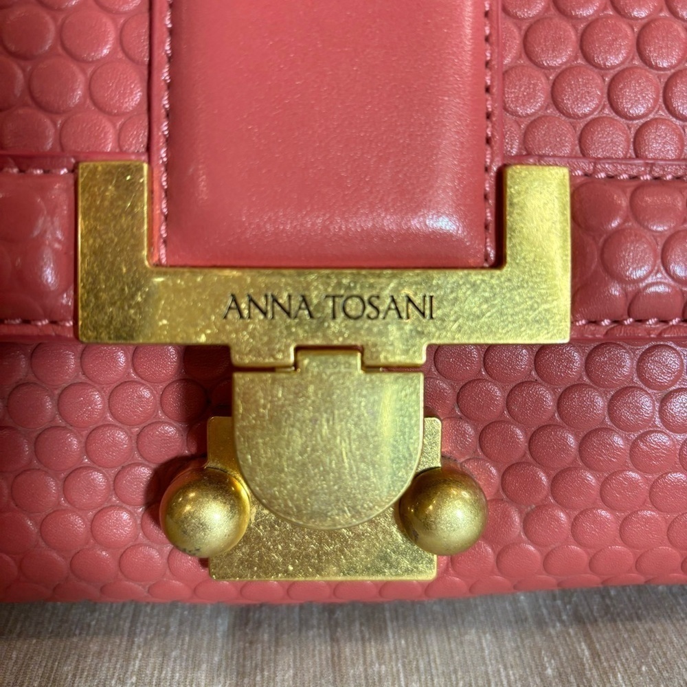 ANNA TOSANI Bubble Gum Pink Satchel Handbag with Many Pockets Main Compartment - Picture 2 of 16